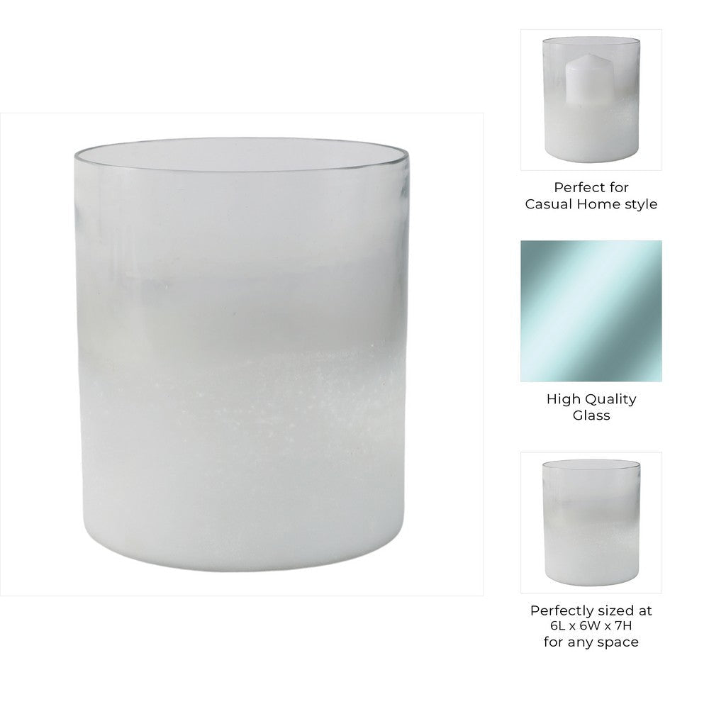 Hurricane Candle Holder | Cylinder Shape Clear Glass | Frosted Bottom SBH-21543-02
