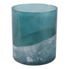Hurricane Taper Glass Candle Holder | 7" | Blue & White Frosted Design