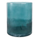 Decorative Coastal Hurricane Candle Holder | Frosted Blue Glass | 12"