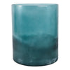 Decorative Coastal Hurricane Candle Holder | Frosted Blue Glass | 12"