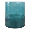 Decorative Coastal Hurricane Candle Holder | Frosted Blue Glass | 12"