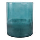Decorative Coastal Hurricane Candle Holder | Frosted Blue Glass | 12"
