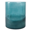 Decorative Coastal Hurricane Candle Holder | Frosted Blue Glass | 12"