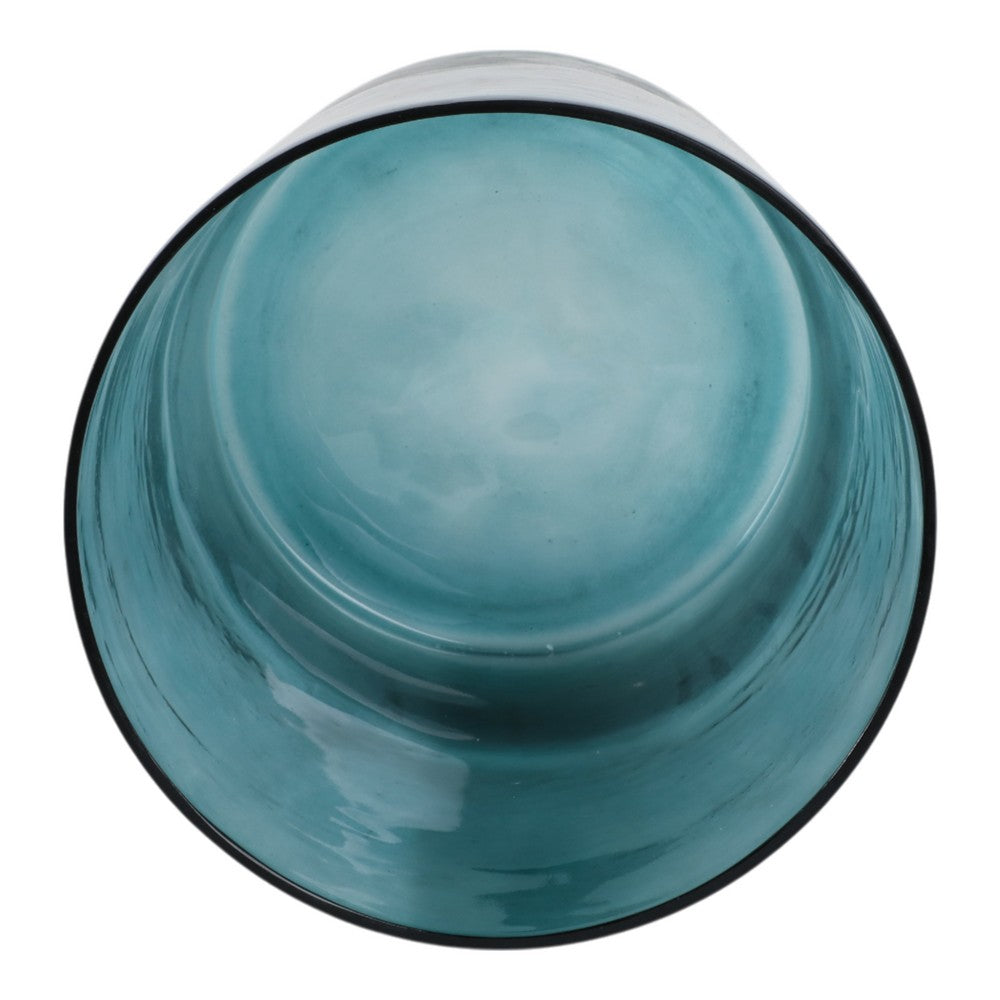 Decorative Coastal Hurricane Candle Holder | Frosted Blue Glass | 12"
