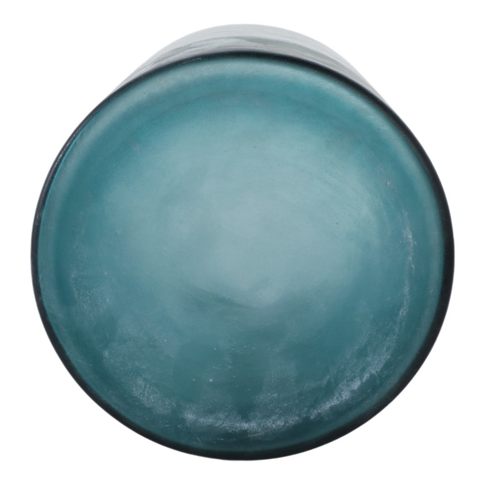 Decorative Coastal Hurricane Candle Holder | Frosted Blue Glass | 12"