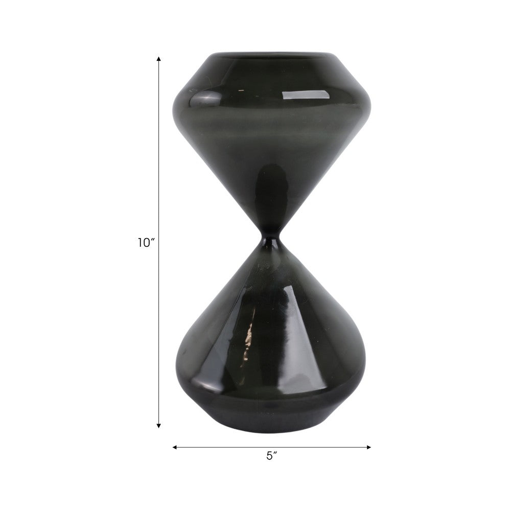 Decorative 90 Minute Glass Sand Timer | 10" Modern Black Glass