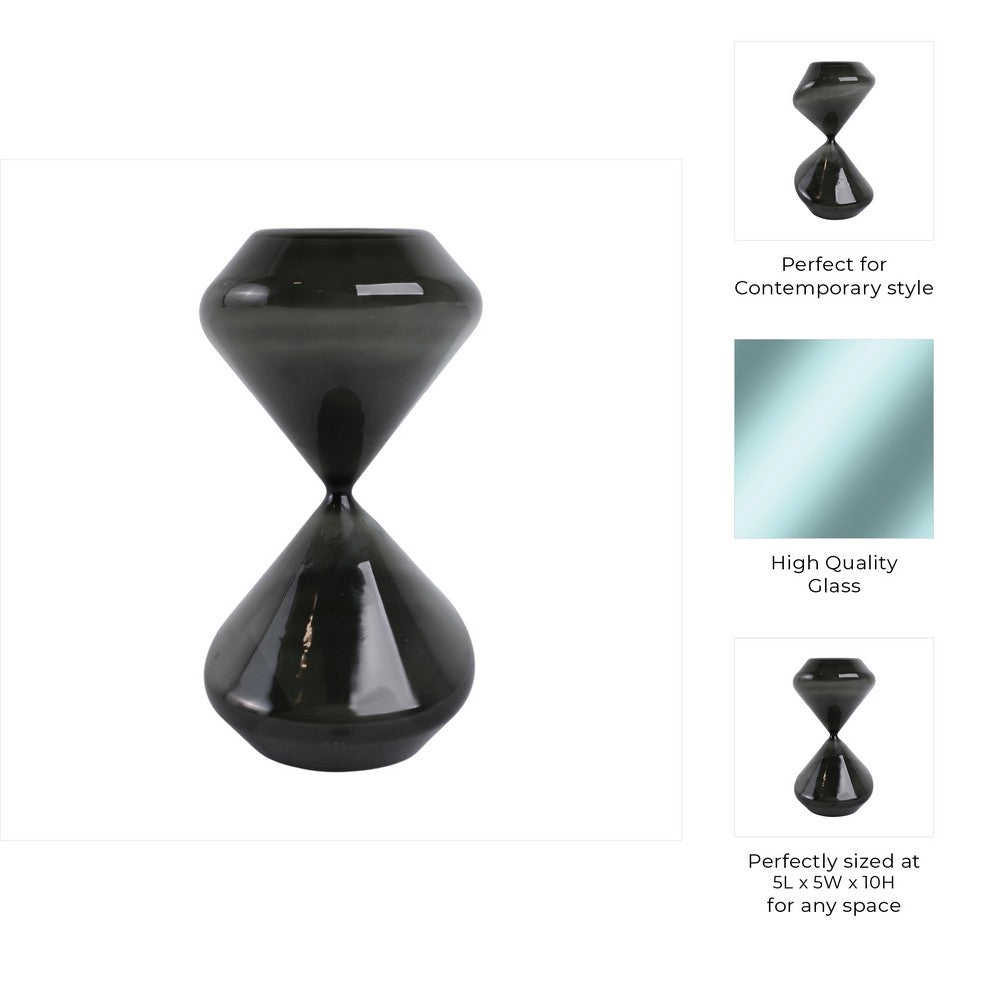 Decorative 90 Minute Glass Sand Timer | 10" Modern Black Glass