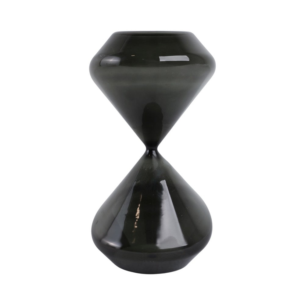 Decorative 90 Minute Glass Sand Timer | 10" Modern Black Glass
