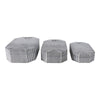 Trinket Box Set of 3 | Octagon Shaped Black Grooved Lines on White Resin