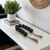 Hana Accent Garland | Carved Resin Beads | Brown Rope Tassels | Gloss Black