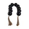 Hana Accent Garland | Carved Resin Beads | Brown Rope Tassels | Gloss Black SBH-21562