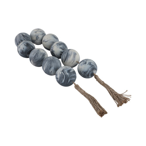 Decorative Garland | Marbled Beads | Rope Tassels | White & Black Resin