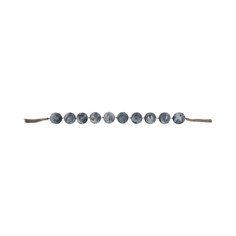 Decorative Garland | Marbled Beads | Rope Tassels | White & Black Resin
