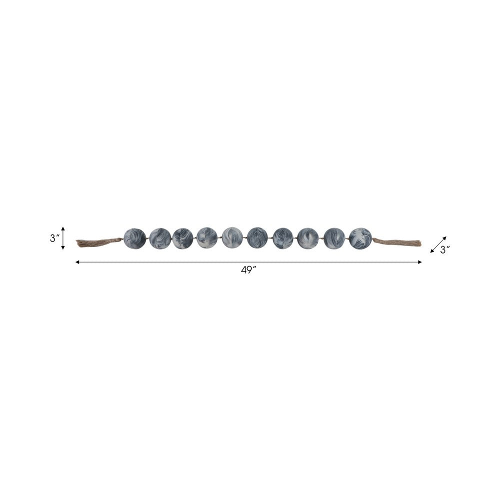 Decorative Garland | Marbled Beads | Rope Tassels | White & Black Resin