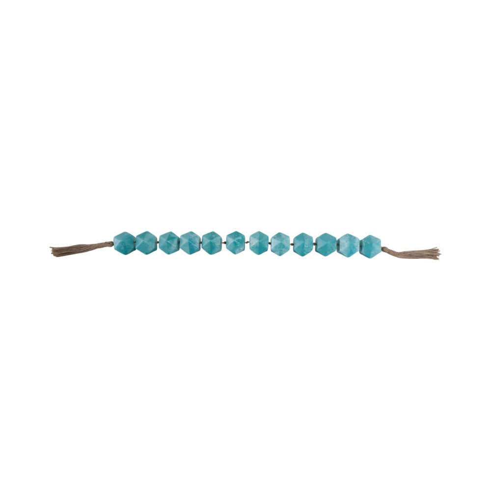 Decorative Beaded Garland with Tassels | Geometric| 45" Coastal Blue