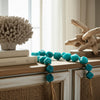 Decorative Beaded Garland with Tassels | Geometric| 45" Coastal Blue