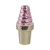 Zola Ice Cream Figurine | Mirror-Tile Mosaic Pattern | 9" Pink-Gold Wood