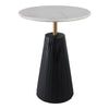 Accent Table | 17" Round White Marble Top | Black Fluted Base
