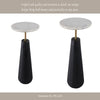 Accent Table | 17" Round White Marble Top | Black Fluted Base