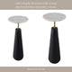 Accent Table | 17" Round White Marble Top | Black Fluted Base