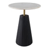 Accent Table | 17" Round White Marble Top | Black Fluted Base