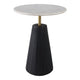Accent Table | 17" Round White Marble Top | Black Fluted Base