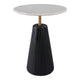 Accent Table | 17" Round White Marble Top | Black Fluted Base