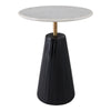 Accent Table | 17" Round White Marble Top | Black Fluted Base