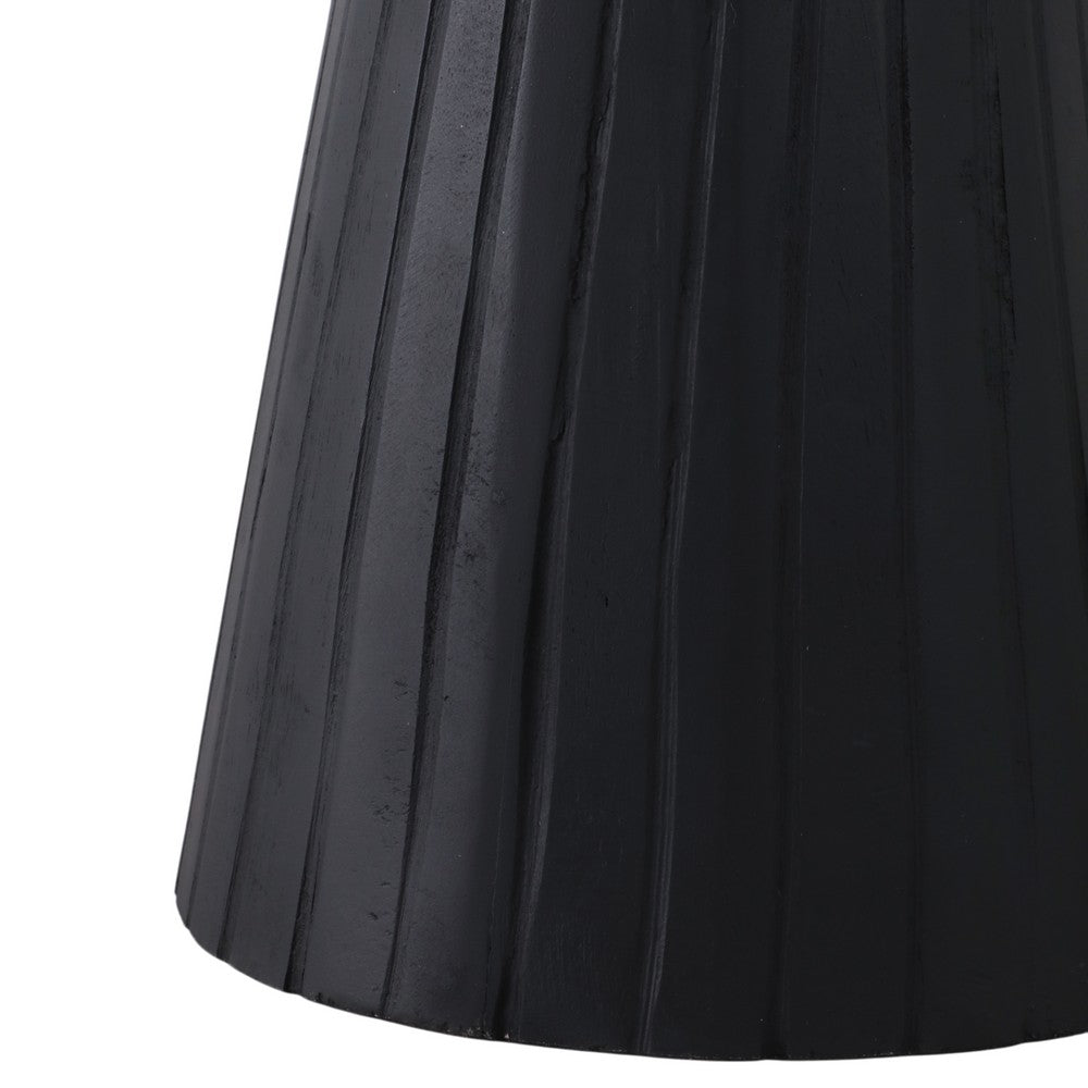 Accent Table | 17" Round White Marble Top | Black Fluted Base