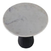 Accent Table | 17" Round White Marble Top | Black Fluted Base