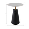Accent Table | 17" Round White Marble Top | Black Fluted Base