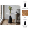 Accent Table | 17" Round White Marble Top | Black Fluted Base