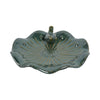 Elegant Birdbath w Perched Bird on Lilypad Flower | Glazed Green Ceramic
