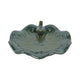 Elegant Birdbath w Perched Bird on Lilypad Flower | Glazed Green Ceramic