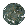 Elegant Birdbath w Perched Bird on Lilypad Flower | Glazed Green Ceramic