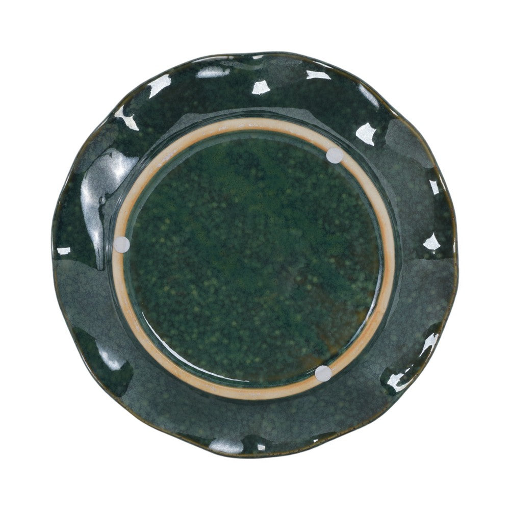 Elegant Birdbath w Perched Bird on Lilypad Flower | Glazed Green Ceramic