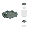 Elegant Birdbath w Perched Bird on Lilypad Flower | Glazed Green Ceramic