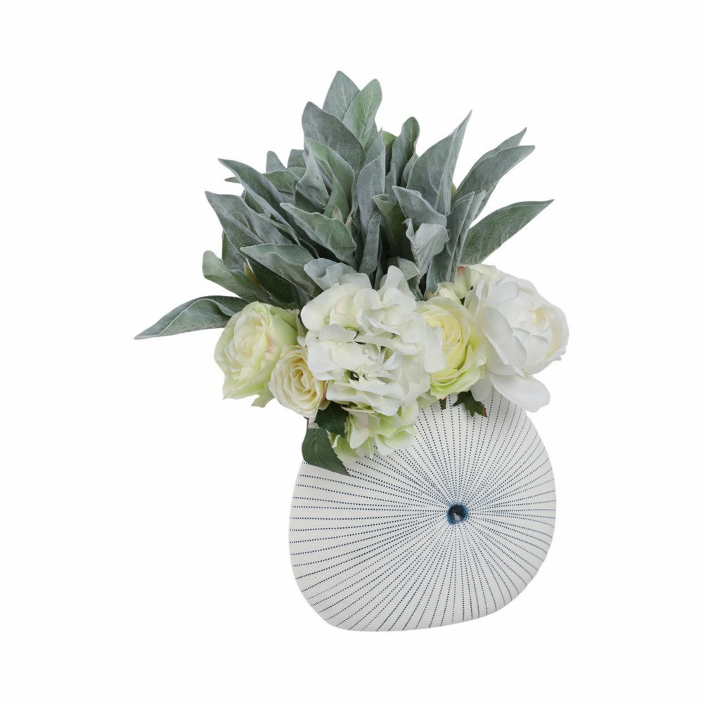 Decorative Vase w Round Dotted Coral Shell Ceramic White | 9"