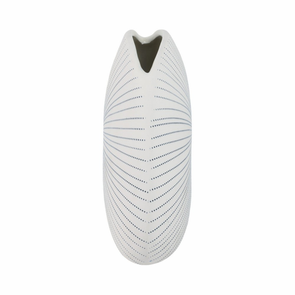 Decorative Vase w Round Dotted Coral Shell Ceramic White | 9"