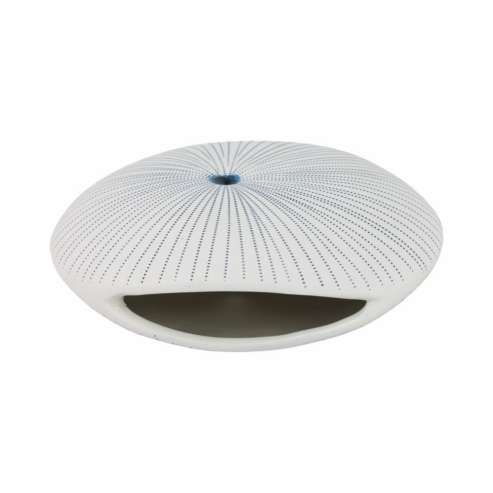 Decorative Vase w Round Dotted Coral Shell Ceramic White | 9"