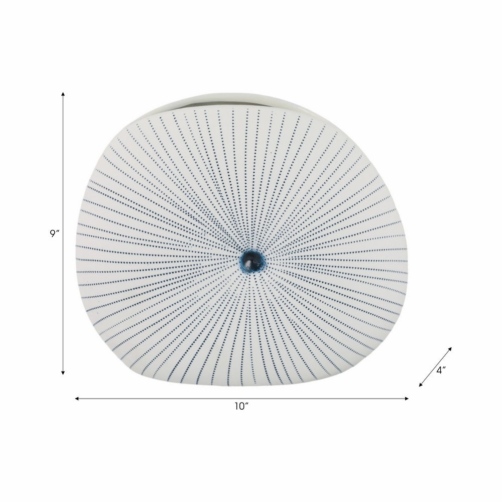 Decorative Vase w Round Dotted Coral Shell Ceramic White | 9"