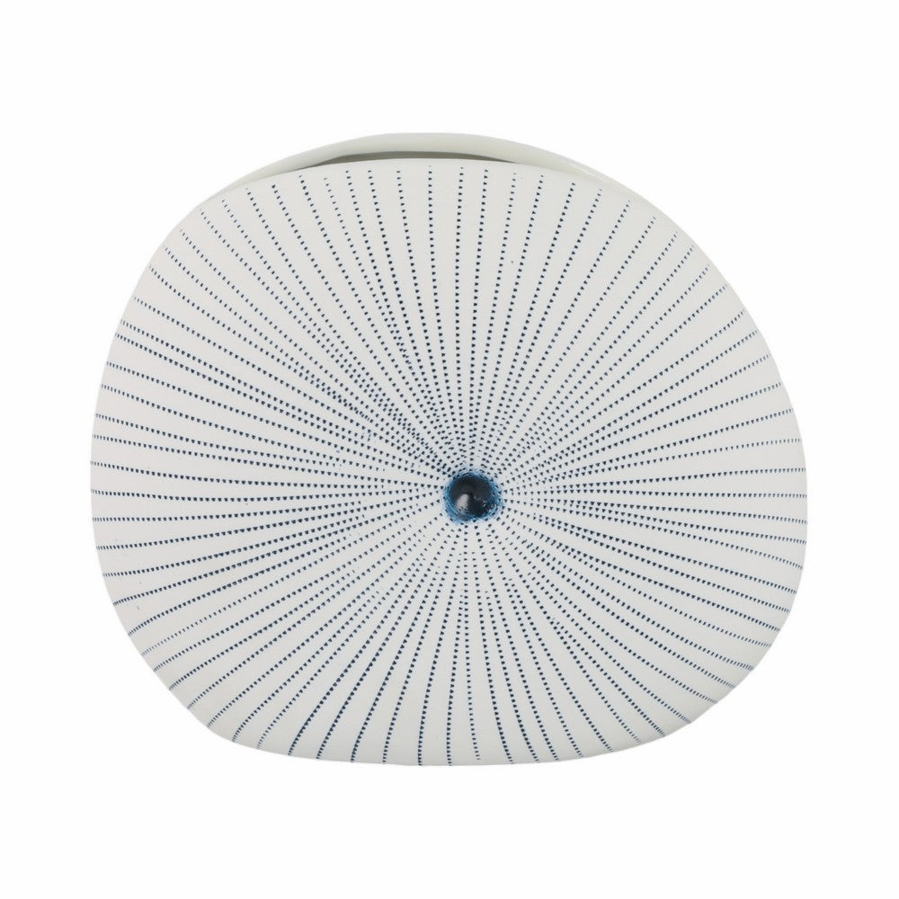 Decorative Vase w Round Dotted Coral Shell Ceramic White | 9"