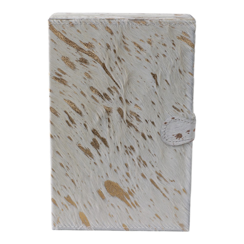 Decorative Jewelry Box | Hair on Hide Leather | 11" Tan Gold Speckled