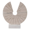 Geometric Art Sculpture | Open Circle Travertine Top | White Marble Base