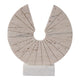 Geometric Art Sculpture | Open Circle Travertine Top | White Marble Base