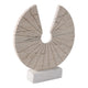 Geometric Art Sculpture | Open Circle Travertine Top | White Marble Base