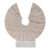 Geometric Art Sculpture | Open Circle Travertine Top | White Marble Base