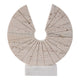Geometric Art Sculpture | Open Circle Travertine Top | White Marble Base