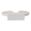 Geometric Art Sculpture | Open Circle Travertine Top | White Marble Base