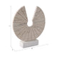 Geometric Art Sculpture | Open Circle Travertine Top | White Marble Base